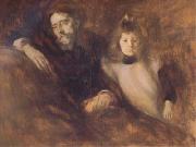 Eugene Carriere Alphonse Daudet and His Daughter (mk06) oil painting